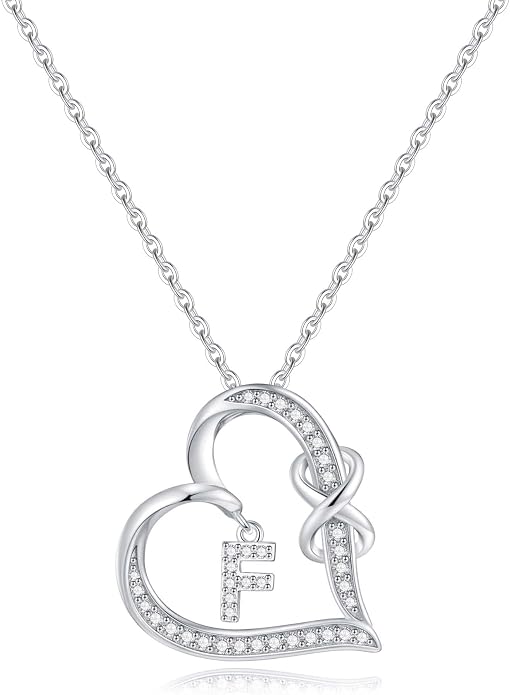 Infinity Heart Necklaces for Women, S925 Sterling Silver Initial Necklace Womens Jewelry Mothers Day Gifts Girls Valentines Gifts for Her Christmas Birthday Gifts for Women Mom Wife Girlfriend