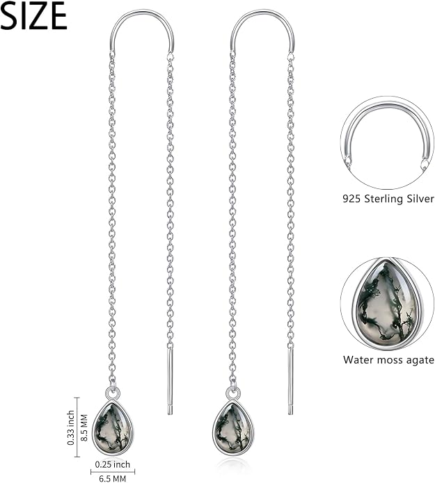 Teardrop Earrings Threader Earrings 925 Sterling Silver Droplet Jewelry Drop Dangle Long Charm Earrings for Women Girls Birthday Gifts