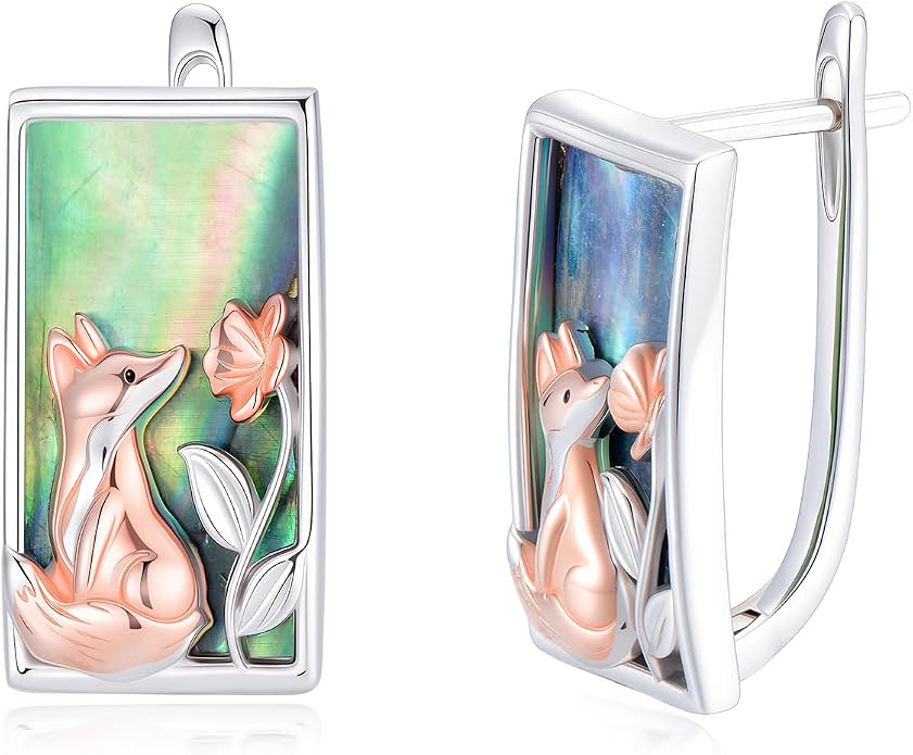 PROESS Abalone Shell Holy Mountain/Mustard Seed/Animal Earrings 925 Sterling Silver Mountain Jewelry Animal Lovers Gifts for Women