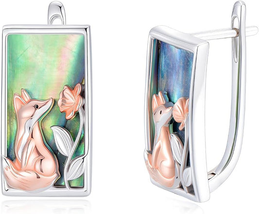 PROESS Abalone Shell Holy Mountain/Mustard Seed/Animal Earrings 925 Sterling Silver Mountain Jewelry Animal Lovers Gifts for Women