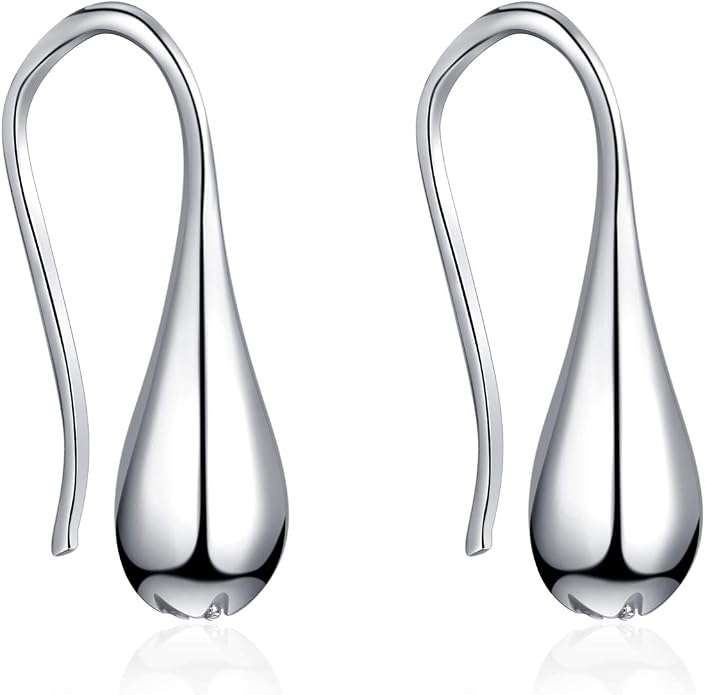 Pull Through Teardrop Dangle Earrings 925 Sterling Silver Simple Water Drop Earrings Birthday Mother's Day Christmas Gifts for Women