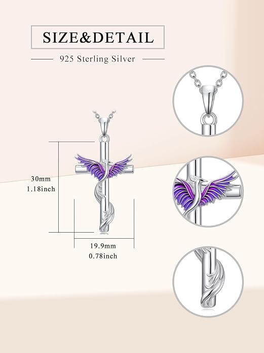TOUPOP Phoenix Necklace 925 Sterling Silver Crystal Pendant Phoenix Rising Jewelry Women Birthday Mothers Day Gifts for Women