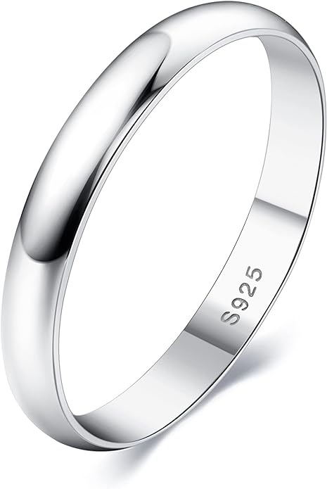 MILACOLATO 925 Sterling Silver Ring for Women Men High Polished Plain Stackable Thumb Rings Tarnish Resistant Wedding Band Ring Comfort Fit Size 4 to 12, 1mm 2mm 3mm 4mm 5mm 6mm