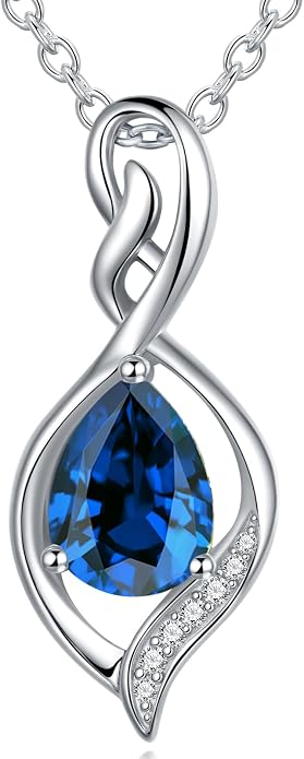 Infinity Birthstone Necklace for Women 925 Sterling Silver Dainty Infinity Pendant Jewelry Birthday Mothers Day Gifts for Mom Women Wife