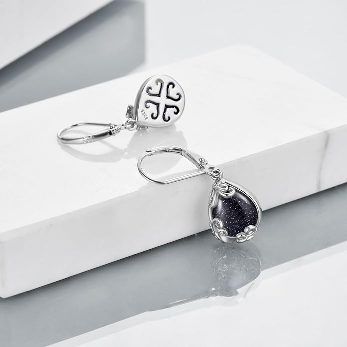 POPLYKE Celtic Filigree Teardrop Drop Dangle Earrings Sterling Silver Leverback Earrings Jewelry for Women