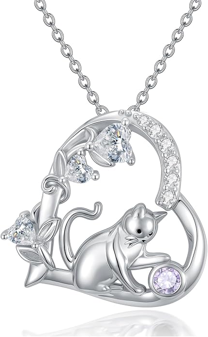 PELOVNY Teddy Bear Necklace for Women 925 Sterling Silver Bear/Highland Cow/Fox/Cat/Axolotl Birthstone Necklace Christmas Birthday Jewelry Gifts for Mom Daughter Wife Sister