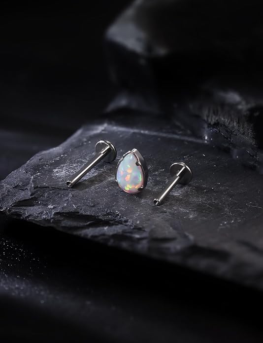 16G Astm F136 Titanium Internal Thread Flat Back Earrings Nose Studs Tragus Forward Helix Conch Cartilage Lobe Earrings Stud Medusa Labret Monroe Lip Ring Piercing Jewelry For Women Men