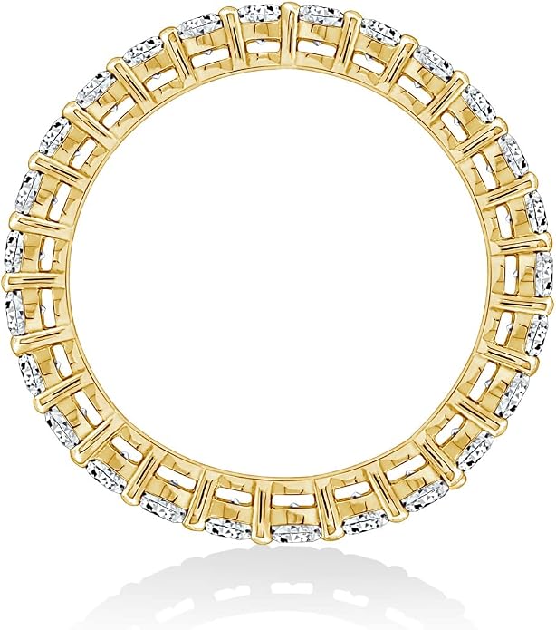 Amazon Essentials Platinum or Gold Plated Sterling Silver All-Around Band Ring set with Round Infinite Elements Cubic Zirconia