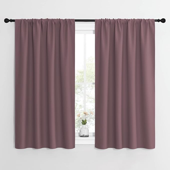 NICETOWN Kitchen Curtains, Short Blackout Curtains & Drapes, Home Decoration Privacy Thermal Insulated Curtains for Unicorn Theam Room (Dry Rose, 42" Wide, 54" Long, 2 PCs)