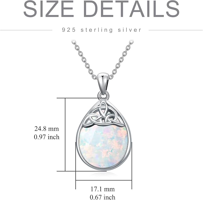 PELOVNY Celtic Knot Necklaces for Women 925 Sterling Silver Gemstone/Birthstone Teardrop Infinity Necklace Irish Celtic Pendant Jewelry Gifts for Mom Daughter Wife