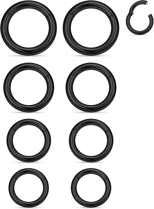 20G-2G Surgical Steel Hinged Clicker Septum Nose Rings Gauges Earrings Seamless Hoops Eyebrow Lip Ring Cliker Helix Tragus Daith Rook Earrings for Women Men