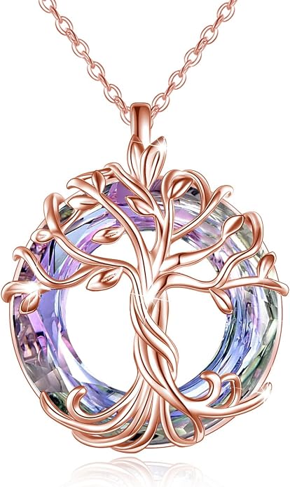 TOUPOP Tree of Life Necklace Gifts for Women 925 Sterling Silver Family Tree Pendant with Crystal Birthday Irish Jewelry Gifts for Women Her Wife Mom