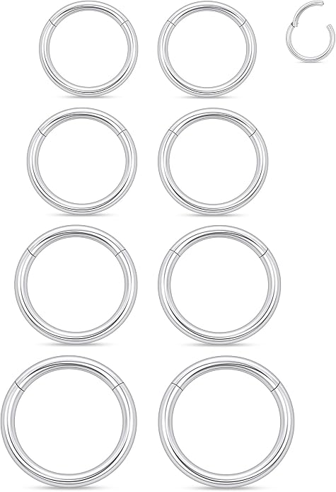 20G 18G 16G 14G 12G 10G 8G 6G Nose Rings Hoops 316l Surgical Steel Clicker Septum Lip Ring Tragus Helix Daith Rook Conch Snug Cartilage Lobe Earrings Hoop Piercing Jewelry For Women Men