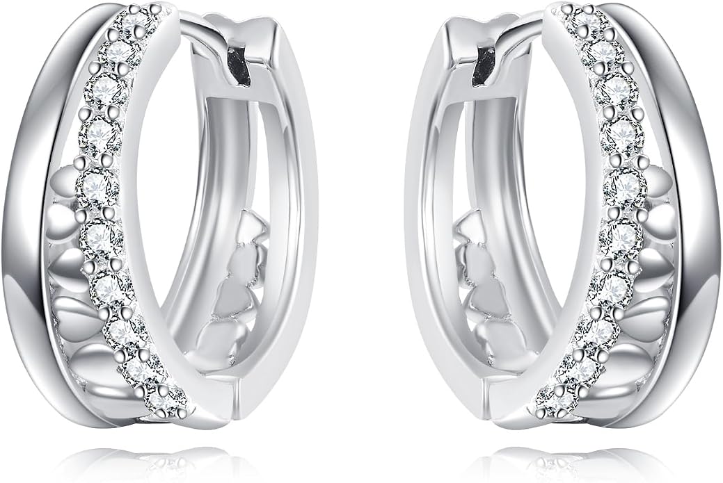 Sterling Silver Hoop Earrings Small Hoop Sun/Leaf/Triangle Huggie Earrings for Women Hypoallergenic