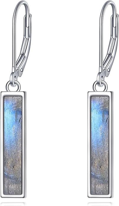 CRMAD Abalone Shell Bar Earrings for Women Sterling Silver Leverback Earrings Abalone Jewelry Gift