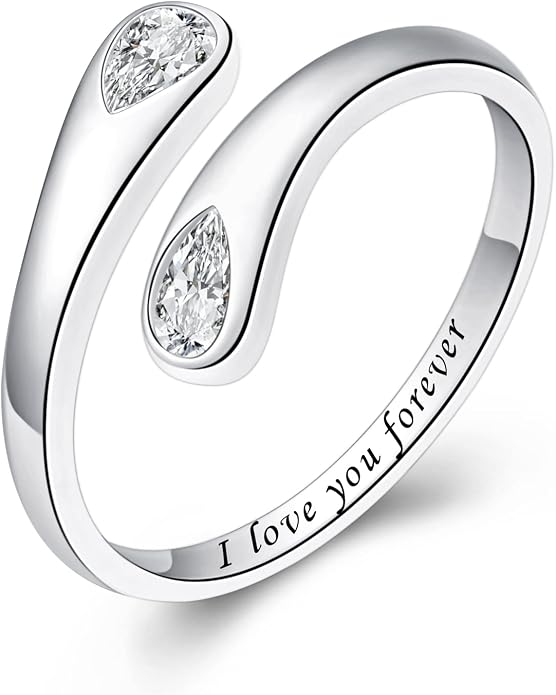 Fookduoduo 925 Sterling Silver Ring Inspirational Jewelry adjustable Wrap Open Rings for Women