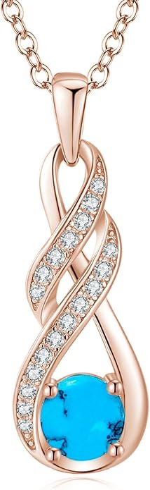 Birthstone Necklaces for Women 925 Sterling Silver Infinity Pendant Created Gemstone Jewelry for Her, 16"+2"