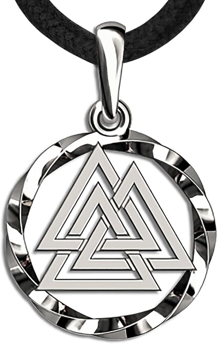 925 Sterling Silver Valknut Viking Necklace - Norse Mythology Odin Amulet - Three Triangles Pendant Chain 20" - Celtic Nordic Viking Jewelry Gift for Men and Women - Handmade