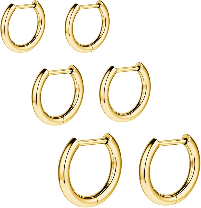 AOEDEJ G23 Titanium Hoop Earrings 18G Small Huggie Earrings Medical Grade Titanium Earring 8mm/10mm/12mm Cartilage Earring Hoop for Women Men Sensitive Ears