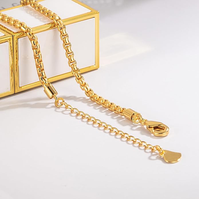 Dankadi Women 925 Sterling Silver Anklets Bracelet Men Simple Chopin/Box Chain/Twist Rope Chain Summer Beach Foot 24k Gold Plated Jewelry Gift