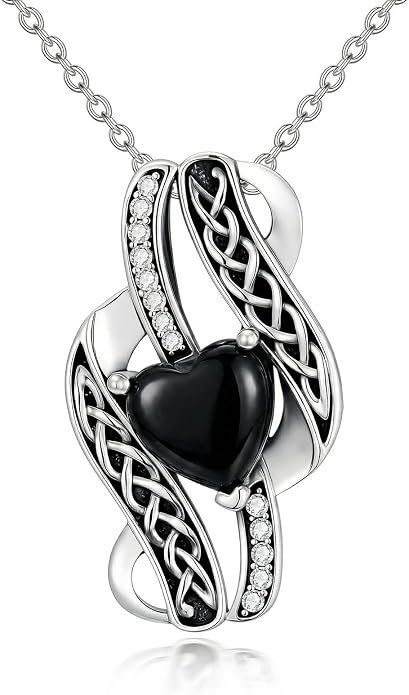 PELOVNY Celtic Knot Necklaces for Women 925 Sterling Silver Gemstone/Birthstone Teardrop Infinity Necklace Irish Celtic Pendant Jewelry Gifts for Mom Daughter Wife