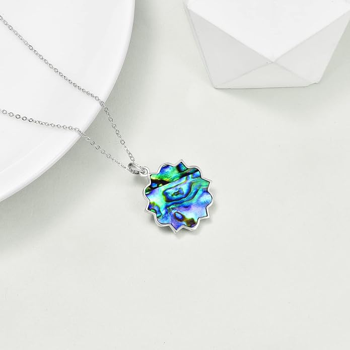 ONEFINITY Lotus Necklace 925 Sterling Silver Moonstone Pendant Necklace Yoga Lotus Jewelry for Women