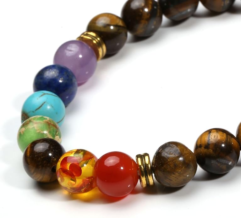 Eigso 7 Chakra Diffuser Bracelets Set for Women Men Reiki Healing Meditation Lava Rock Stone Beads