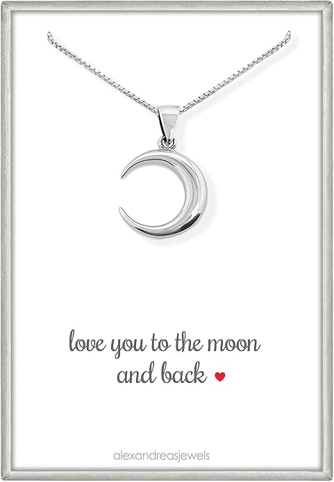 Dainty Sterling Silver Crescent Moon Necklace for Women, Wife Gift, Teen Daughter Birthday Gift Necklace, 18 inches