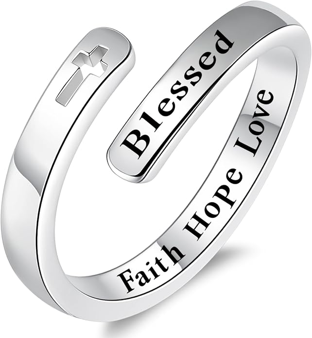 Silver Adjustable Ring Inspirational Jewelry S925 Sterling Wrap Open Ring for Women