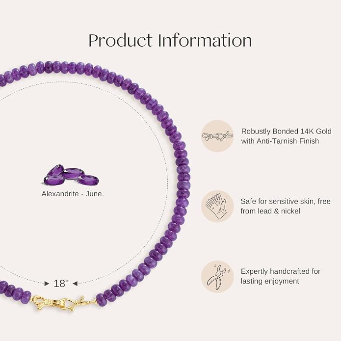 NLIEO Rainbow Colorful Gemstone Beaded Choker Necklace for Women 14K Gold Bow Birthstone Beads Chokers 18inches