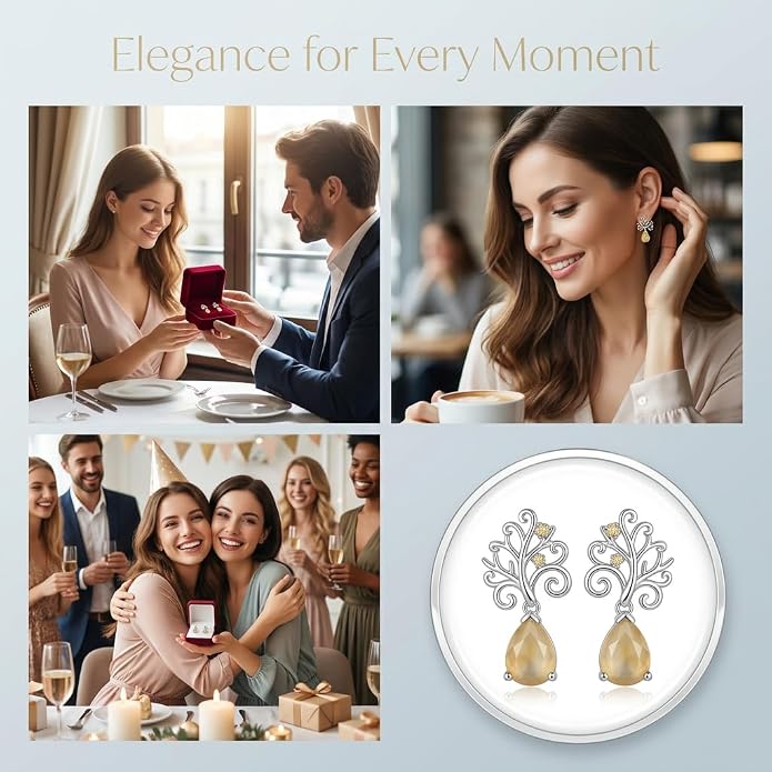 Teardrop Tree of Life/Filigree Earrings for Women Dangle Leverback Earrings Jewelry Gift Anniversary For Her