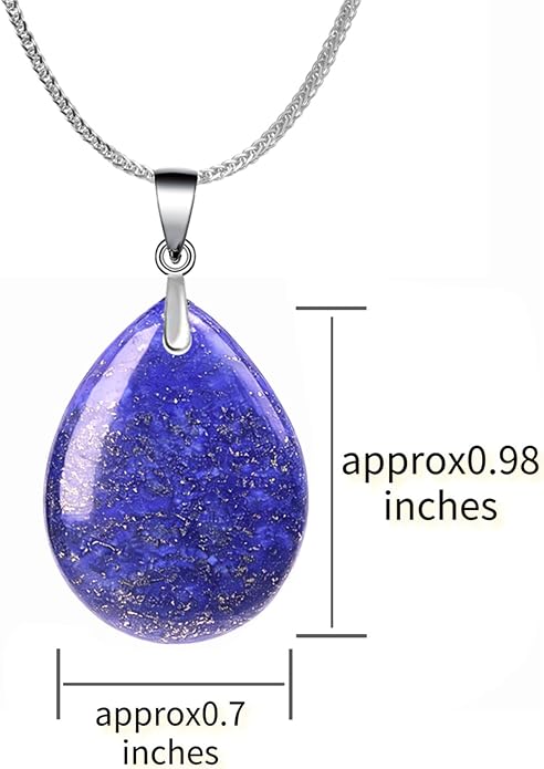 iSTONE 925 Sterling Silver Natural Crytral for Womens Pendant Necklace, Gemstone Birthstone with 17.8" Silver Chain Ladies