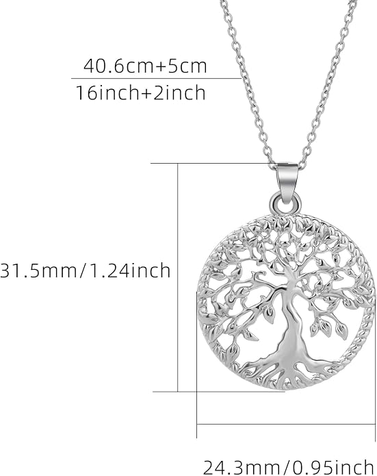 Tree of Life Necklace for Women, 925 Sterling Silver Pendant Necklace, Dainty Family Tree Celtic Jewelry, Birthday Anniversary Mothers Day Gift