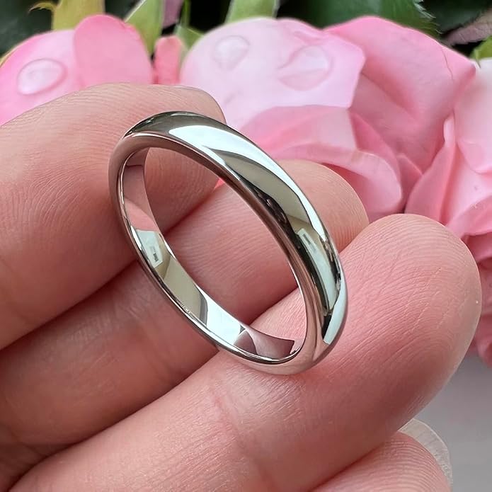 TUTISS 2mm 3mm 4mm 5mm 6mm 7mm 8mm 10mm White Tungsten Rings for Men Women Engagement Wedding Bands Domed Polished Shiny Comfort Fit