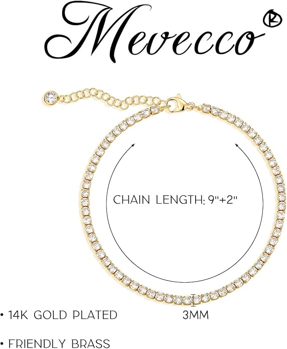 MEVECCO Anklet for Women Gold Chain 14K Gold Plated Dainty Boho Beach Summer Simple Foot Jewelry Ankle Bracelet