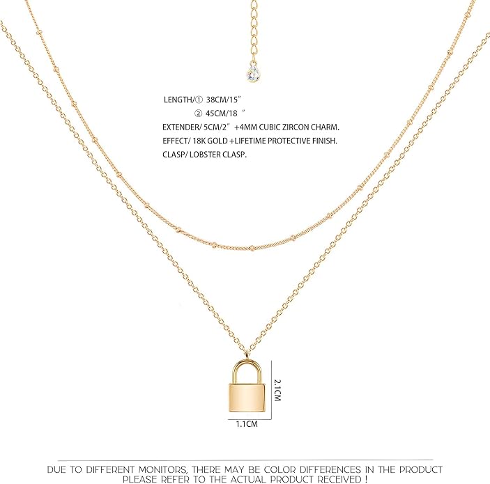 MEVECCO Layered Heart Necklace Pendant Handmade 18k Gold Plated Dainty Gold Choker Arrow Bar Layering Long Necklace for Women