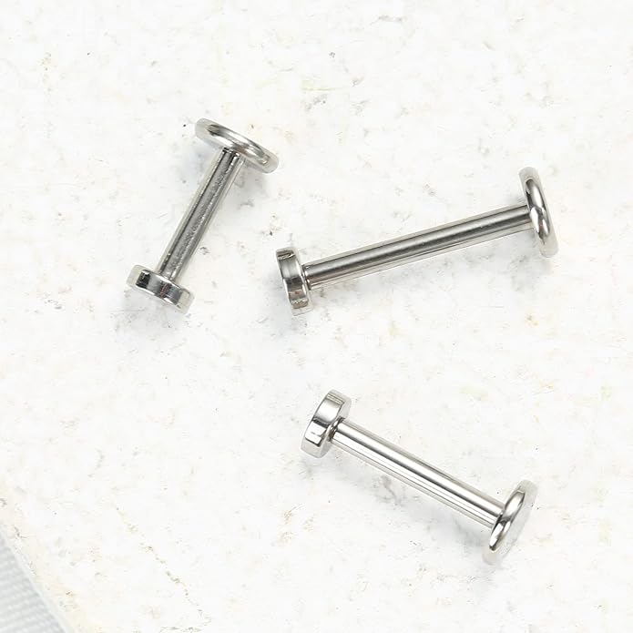 3pcs 16G 6mm 8mm 10mm G23 Titanium Internally Threaded 3mm Heart/Star/Cross/Moon/Lightning/Round Labret Monroe Lip Tragus Cartilage Earring Ring Stud Piercing Jewelry