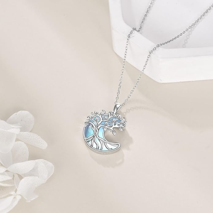 YAFEINI 925 Sterling Silver Moonstone Necklace Filigree Teardrop Pendant Necklace Jewelry for Women Girls