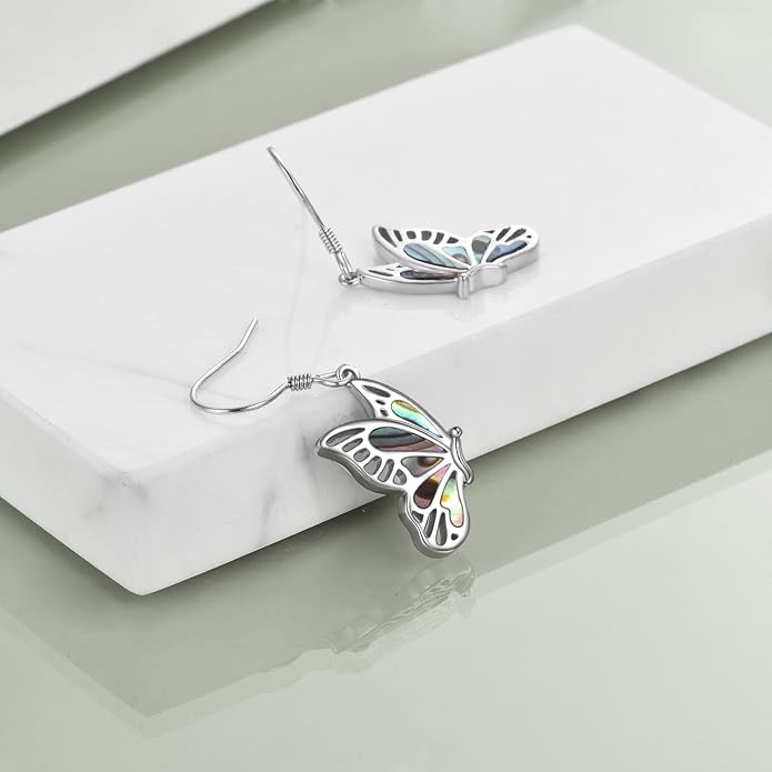 Butterflygold/Cat/dog/Dragonfly/Orca/Bee/Amber/Axolotl/Toothless/Hedgehog/Dragon/Snake/Horse/Mushroom/Anime/Dragonfly Earring for Women Sterling Silver Animals Drop Earring Jewelry Hypoallergenic (silver-butterfly)