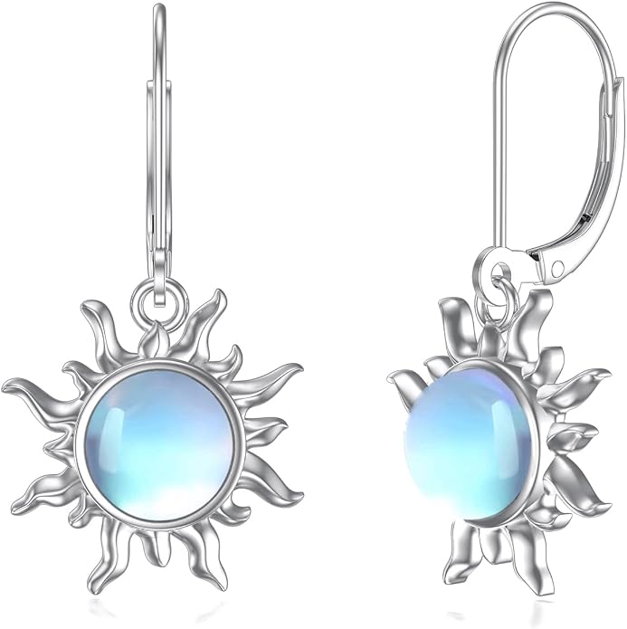 Dorunmo Moonstone Dangle Drop Earrings s925 Sterling Silver Leverback Earrings Filigree Moonstone Jewelry Birthday Gifts for Women
