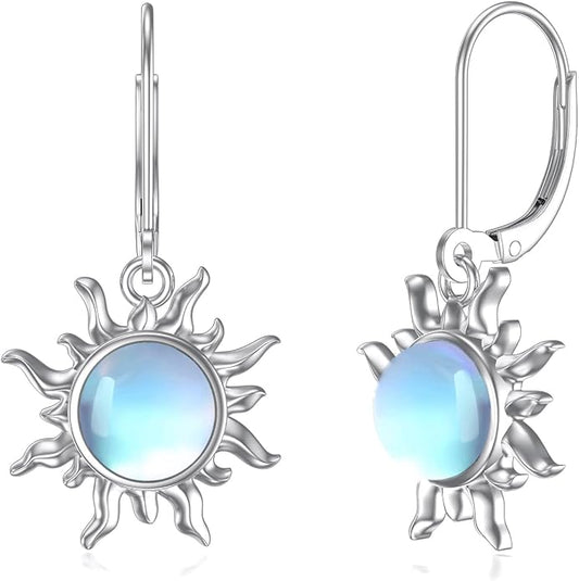 Dorunmo Moonstone Dangle Drop Earrings s925 Sterling Silver Leverback Earrings Filigree Moonstone Jewelry Birthday Gifts for Women