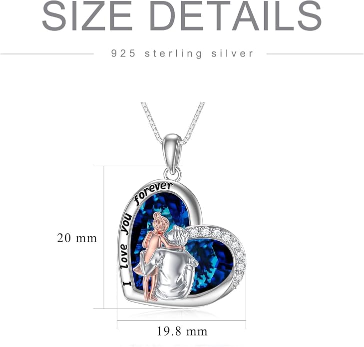 PROESS S925 Sterling Silver Daughter Heart Pendant Necklace from Dad Mom I Love You Forever Jewelry