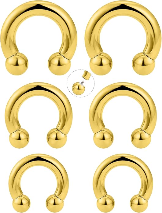 20G-00G Septum Rings Ear Gauges Earrings Stretching Kit 316L Surgical Steel Horseshoe Septum Pa Piercing Jewelry for Women 10mm 12mm 14mm 16mm