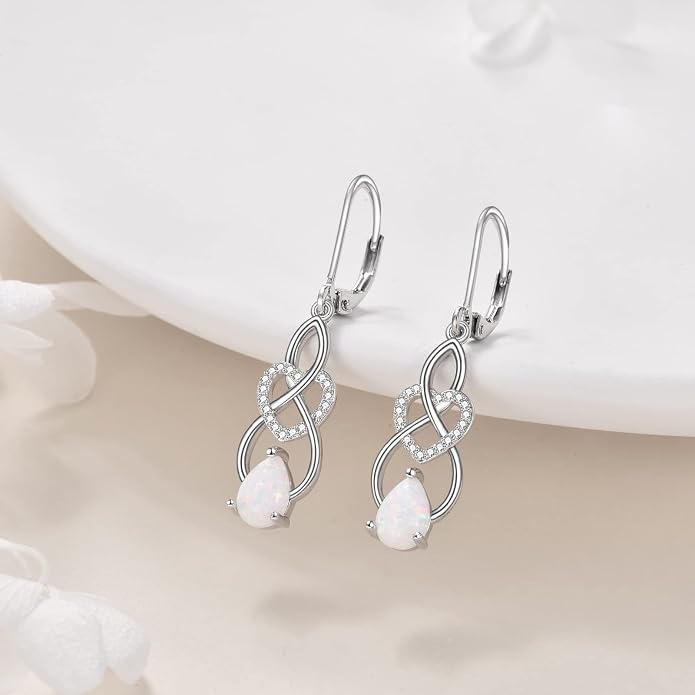 VONALA Dangle Earrings 925 Sterling Silver Opal Larimar Lapis Sapphire Turquoise Moss Agate Crystal Dangling Earrings Jewelry Gift for Women