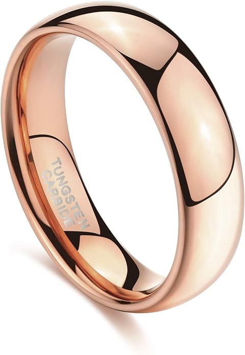 TRUMIUM 2mm 4mm 6mm 8mm Tungsten Wedding Band Ring for Men Women Silver/Rose Gold Plated/Rainbow/Gold Plated Domed High Polish Engagement Promise Rings Comfort Fit 4-15