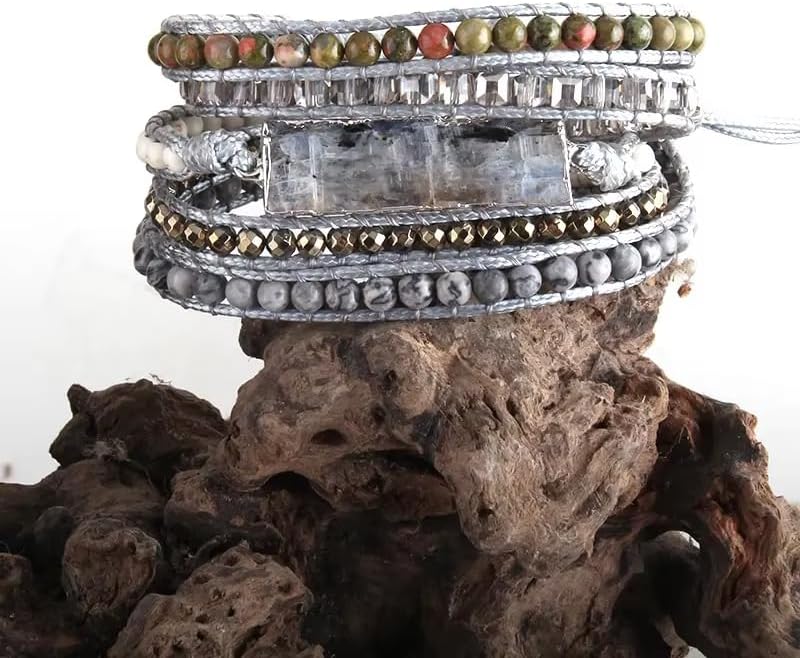 Women Wrap Bracelets Boho Natural Stone Jasper Turquoises Strand Bracelet Jewelry Collection