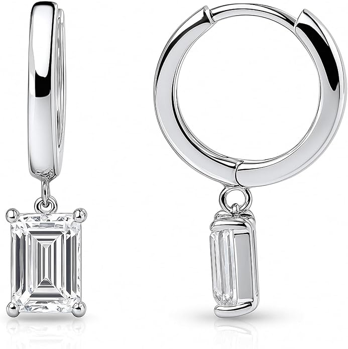 BERRICLE Sterling Silver Solitaire Mini Helix Cartilage Hoop Huggie Earrings for Women, 1.4-2.4 Carat Cubic Zirconia CZ 0.5 inch