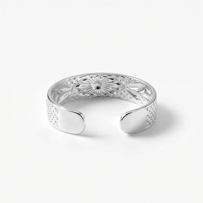 Sterling Silver Toe Ring, Handmade Adjustable Open Band, Minimalist Dainty Summer Beach Foot Jewelry for Women, Can Be Worn as Knuckle or Pinky Ring