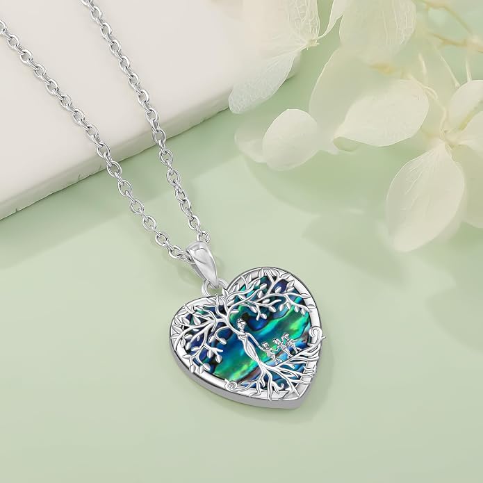 Tree of Life Necklace Family Teardrop/Heart Pendant Mother Jewelry Gifts for Women Grandma Wife Mom