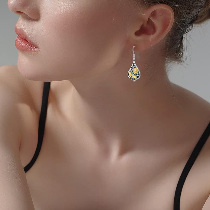 Tree of Life/Cat/Turtle/Butterfly/Flower/Celtic/Turquoise/Moonstone Dangle Earrings for Women Sterling Silver Cute Animals Drop Earrings Jewelry Gifts